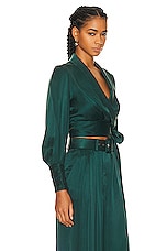 Zimmermann Silk Wrap Top in Jade, view 2, click to view large image.