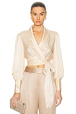 Zimmermann Silk Wrap Top in Tea, view 1, click to view large image.