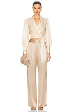 Zimmermann Silk Wrap Top in Tea, view 5, click to view large image.