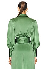 Zimmermann Silk Wrap Top in Matcha, view 4, click to view large image.