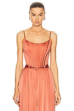 Zimmermann Silk Corset Top in Papaya, view 1, click to view large image.
