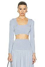 Zimmermann Natura Metallic Scoop Top in Blue, view 1, click to view large image.