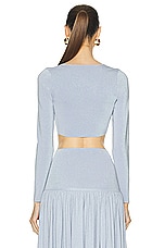 Zimmermann Natura Metallic Scoop Top in Blue, view 3, click to view large image.