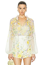 Zimmermann Natura Billow Blouse in Citrus Garden Print, view 1, click to view large image.