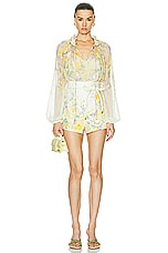 Zimmermann Natura Billow Blouse in Citrus Garden Print, view 4, click to view large image.
