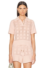 Zimmermann Waverly Polo Top in Dusty Pink, view 1, click to view large image.