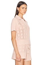 Zimmermann Waverly Polo Top in Dusty Pink, view 2, click to view large image.