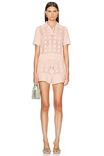 Zimmermann Waverly Polo Top in Dusty Pink, view 4, click to view large image.