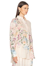 Zimmermann Halliday Relaxed Shirt in Cream Watercolour Floral, view 3, click to view large image.