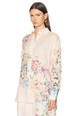 Zimmermann Halliday Relaxed Shirt in Cream Watercolour Floral, view 4, click to view large image.