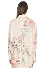 Zimmermann Halliday Relaxed Shirt in Cream Watercolour Floral, view 5, click to view large image.