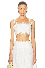 Zimmermann Ottie Embroidered Bodice Top in Ivory, view 1, click to view large image.