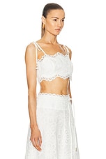 Zimmermann Ottie Embroidered Bodice Top in Ivory, view 2, click to view large image.