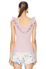 Zimmermann Halliday Frill V-neck Top in Dusty Pink Lurex, view 3, click to view large image.