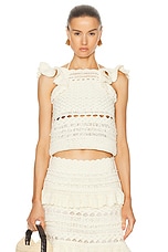 Zimmermann Waverly Crochet Halter Tank in Cream, view 1, click to view large image.