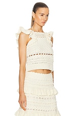 Zimmermann Waverly Crochet Halter Tank in Cream, view 2, click to view large image.