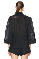 Zimmermann Halliday Lace Trim Shirt in Black, view 3, click to view large image.