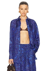 Zimmermann Ottie Relaxed Shirt in Blue Paisley, view 1, click to view large image.