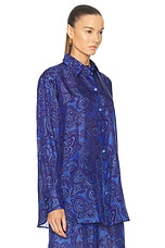 Zimmermann Ottie Relaxed Shirt in Blue Paisley, view 2, click to view large image.