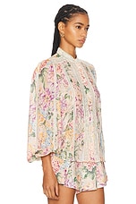 Zimmermann Halliday Lace Trim Shirt in Multi Watercolour Floral, view 2, click to view large image.