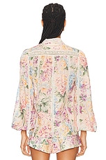 Zimmermann Halliday Lace Trim Shirt in Multi Watercolour Floral, view 3, click to view large image.
