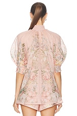 Zimmermann Waverly Short Sleeve Blouse in Pink Floral, view 3, click to view large image.