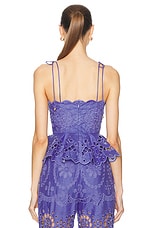 Zimmermann Pop Embroidered Scallop Top in Blue, view 3, click to view large image.