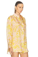 Zimmermann Pop Relaxed Shirt in Pink & Gold Floral, view 3, click to view large image.