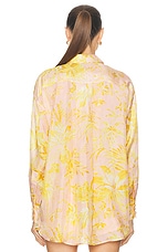 Zimmermann Pop Relaxed Shirt in Pink & Gold Floral, view 4, click to view large image.