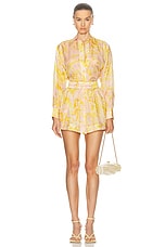 Zimmermann Pop Relaxed Shirt in Pink & Gold Floral, view 5, click to view large image.