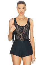 Zimmermann Scoop Neck Bodysuit in Black, view 1, click to view large image.