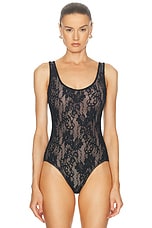 Zimmermann Scoop Neck Bodysuit in Black, view 2, click to view large image.