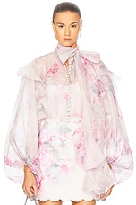 ZIMMERMANN 2094DR251PALPINK 関税送料込 Zimmermann // Pink & Multicolour Floral Ruffled Silk Dress