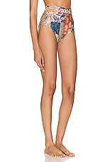 Zimmermann Devi Link High Waist Pant Bikini Bottom in Patch Paisley, view 2, click to view large image.