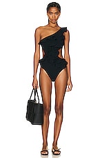 Zimmermann Devi Ruffle One Piece Swimsuit in Noir | FWRD