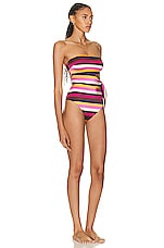 Zimmermann Ginger Scarf Tie One Piece Swimsuit in Multi Stripe, view 3, click to view large image.