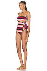 Zimmermann Ginger Scarf Tie One Piece Swimsuit in Multi Stripe, view 4, click to view large image.