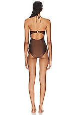 Zimmermann Devi Eyelette Balconette One Piece Swimsuit in Chocolate, view 3, click to view large image.