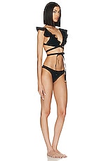 Zimmermann Halcyon Wrap Ruffle Bikini Set In Noir in Noir, view 2, click to view large image.