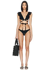 Zimmermann Halcyon Wrap Ruffle Bikini Set In Noir in Noir, view 4, click to view large image.