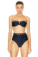 Zimmermann Alight Eyelet Balconette Bikini Top in Navy, view 1, click to view large image.