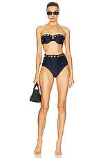 Zimmermann Alight Eyelet Balconette Bikini Top in Navy, view 4, click to view large image.