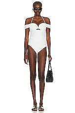 Zimmermann Lexi Off Shoulder One Piece Swimsuit in Ivory, view 2, click to view large image.
