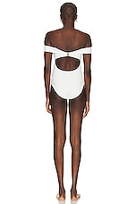 Zimmermann Lexi Off Shoulder One Piece Swimsuit in Ivory, view 4, click to view large image.