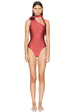 Zimmermann Waverly One Shoulder One Piece Swimsuit in Musk, view 1, click to view large image.