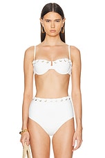 Zimmermann Halliday Eyelet Balconette Bikini Top in Ivory, view 2, click to view large image.
