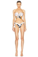 Zimmermann Pop Scarf Tie Bikini in Ivory & Black Floral, view 1, click to view large image.