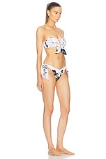 Zimmermann Pop Scarf Tie Bikini in Ivory & Black Floral, view 3, click to view large image.
