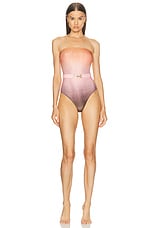 Zimmermann Golden Lurex Bandeau One Piece Swimsuit in Ombre, view 1, click to view large image.