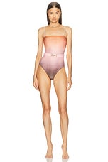 Zimmermann Golden Lurex Bandeau One Piece Swimsuit in Ombre, view 2, click to view large image.
